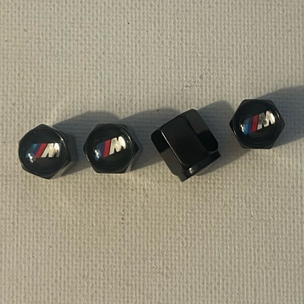 BMW Motorsports Logo Valve Stem Caps Black Set of 4 NWT